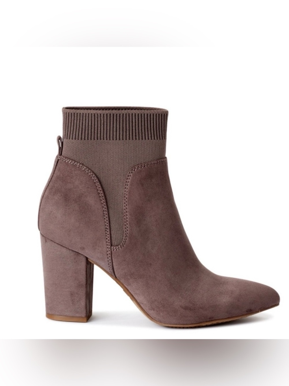 🆕 Gray Knit & Faux Suede Heeled Ankle Boots | 8.5 | Time and Tru | Chunky Heel